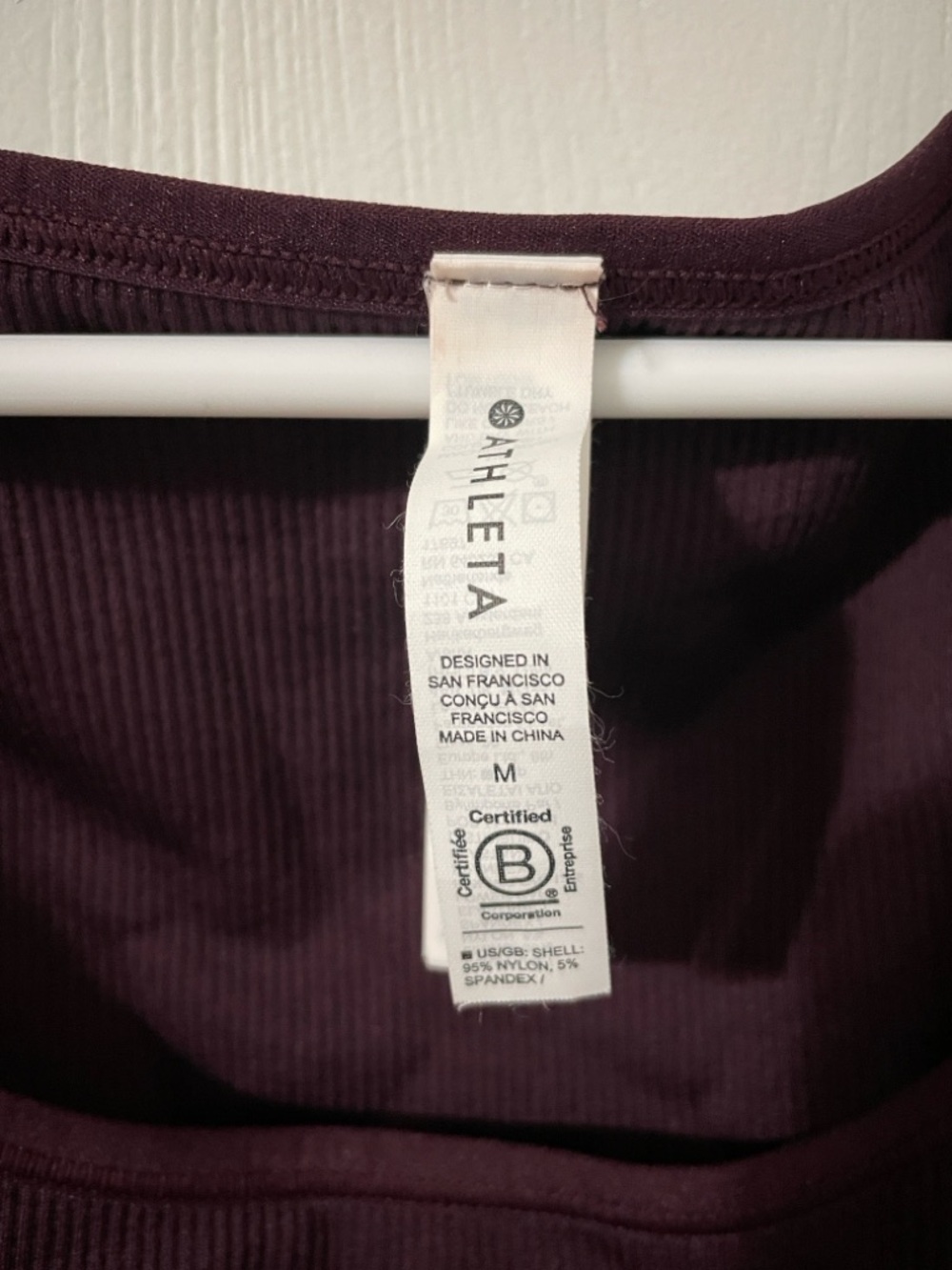 Athleta Aurora Seamless Long Sleeve Plum Burgundy Scoop Neck Crop Medium Ribbed - Picture 3 of 7